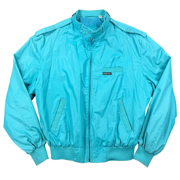 Members Only Other - Vintage Members Only Racer Jacket Teal Turquoise 80s Bomber Coat Mens 42